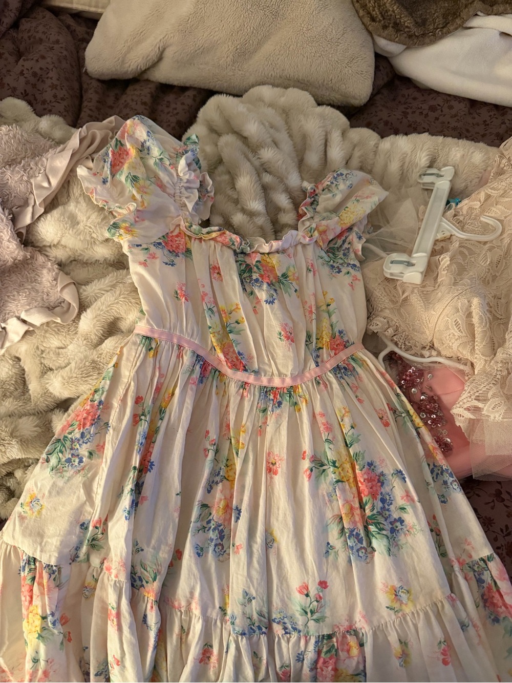 Janie and Jack Pastel Pink Floral Ruffle Dress